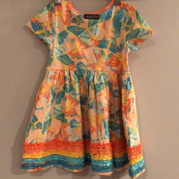 NWT Matilda Jane Dress Short Sleeve Girls Size 2 Butterflies Pockets Stretchy - Picture 8 of 10